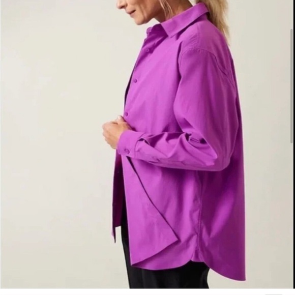 ATHLETA - Oversized Poplin Button-Up Blouse Top in Jazzy Purple size XXS - Picture 6 of 8